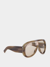 Gucci Light Brown Tortoiseshell Rectangular Frame Sunglasses