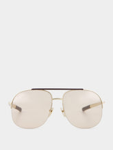 Gucci Gold Metal Navigator Sunglasses