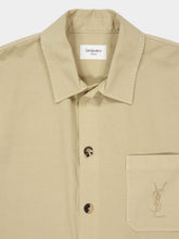 Saint Laurent Royal Beige Cassandre Cotton Gabardine Overshirt