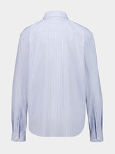 Saint Laurent Blue and Grey Striped Cotton Poplin Shirt