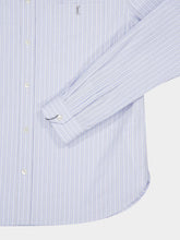 Saint Laurent Blue and Grey Striped Cotton Poplin Shirt