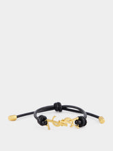 Saint Laurent Black Cassandre Leather Cord Bracelet