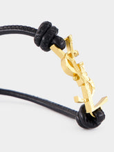 Saint Laurent Black Cassandre Leather Cord Bracelet