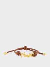 Saint Laurent Warm Brown Cassandre Leather Cord Bracelet