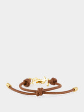 Saint Laurent Warm Brown Cassandre Leather Cord Bracelet