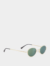 McQueen Gold and Green Round Metal Sunglasses