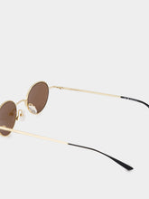 McQueen Gold and Brown Round Metal Sunglasses