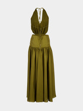 Zimmermann Indra Plunge Silk Halter Maxi Dress