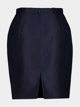 Gucci Dark Blue Fine Silk Faille Midi Skirt