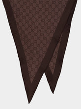 Gucci Beige and Dark Brown GG Diamond Silk Scarf