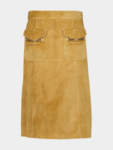 Gucci Camel Suede Skirt with Chain Detail