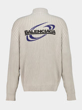 Balenciaga Light Grey Ribbed Zip-Neck Jumper