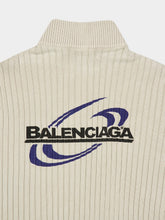 Balenciaga Light Grey Ribbed Zip-Neck Jumper