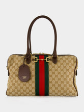 Gucci Sand and Brown GG Canvas Borsetto Large Boston Bag