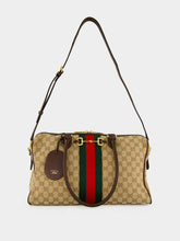 Gucci Sand and Brown GG Canvas Borsetto Large Boston Bag