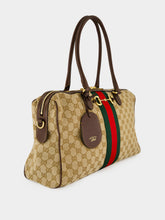 Gucci Sand and Brown GG Canvas Borsetto Large Boston Bag