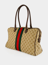 Gucci Sand and Brown GG Canvas Borsetto Large Boston Bag