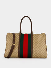 Gucci Sand and Brown Medium GG Duffle Bag with Web
