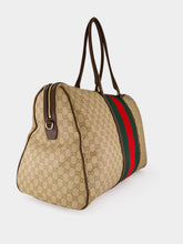Gucci Sand and Brown Medium GG Duffle Bag with Web