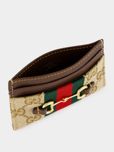 Gucci Sand and Brown Horsebit Web Card Case