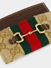 Gucci Sand and Brown Horsebit Web Card Case