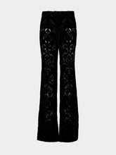 Gucci Black Floral Devoré Velour Flared Trousers