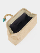 Serena Uziyel Natural Petra Jute Clutch with Aqua Detail