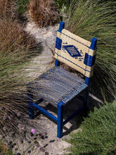 House of Capricorn Handmade Coruche Blue Wood and Reed Dining Chair