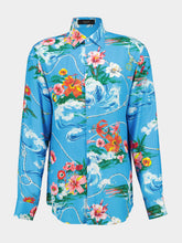 Gucci Blue Floral Print Viscose Shirt