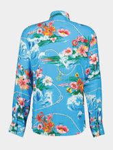 Gucci Blue Floral Print Viscose Shirt
