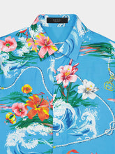 Gucci Blue Floral Print Viscose Shirt