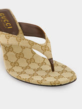 Gucci Sand and Dark Brown GG Canvas Thong Sandals