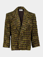 Saint Laurent Khaki Grey Green Tweed Single-Breasted Blazer