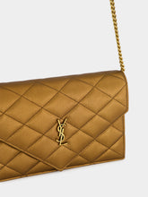 Saint Laurent Cool Bronze Paris Metallic Leather Chain Wallet