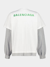 Balenciaga White and Apple Green Hybrid Double T-Shirt