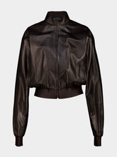 Gucci Dark Brown Nappa Leather Bomber Jacket