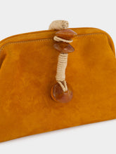 Serena Uziyel Camel Petra Suede Clutch with Almond Detail