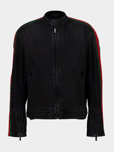 Gucci Black Denim Biker Jacket with Web Detail
