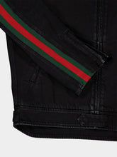 Gucci Black Denim Biker Jacket with Web Detail