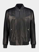 Gucci Anthracite Grey Leather Bomber Jacket