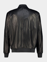 Gucci Anthracite Grey Leather Bomber Jacket