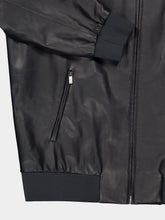 Gucci Anthracite Grey Leather Bomber Jacket