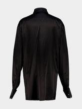 Gucci Black Silk Satin Shirt with Rouches