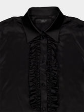 Gucci Black Silk Satin Shirt with Rouches