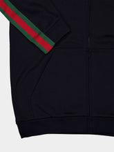 Gucci Dark Blue Web Silk Cotton Zip Jacket
