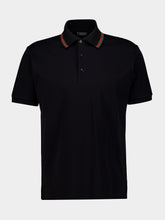 Gucci Black Web Trim Cotton Piquet Polo Shirt