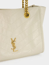 Saint Laurent White Niki Small Vintage Leather Shopping Bag