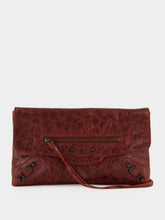 Balenciaga Berry Red Leather Clutch Bag