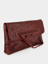 Balenciaga Berry Red Leather Clutch Bag