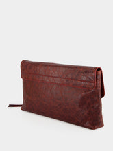 Balenciaga Berry Red Leather Clutch Bag